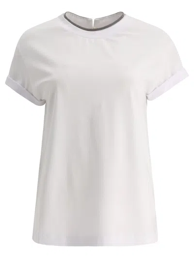Brunello Cucinelli "precious Collar" T-shirt In White