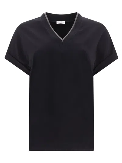 Brunello Cucinelli "precious Neckline" T-shirt In Black
