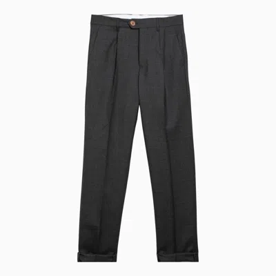 Brunello Cucinelli Men's Grey Wool Trousers For Ss24