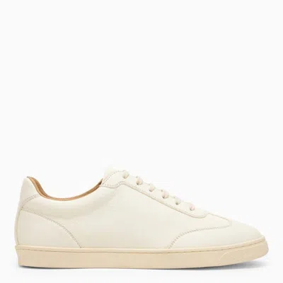 Brunello Cucinelli Men's White Leather Low Top Trainer For Ss24