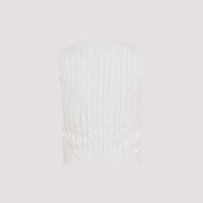 Brunello Cucinelli Sparkling Cable-knit Top In Neutrals