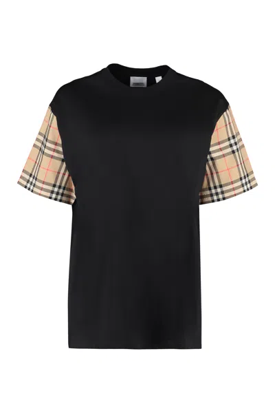 Burberry Black Crew-neck T-shirt With Check