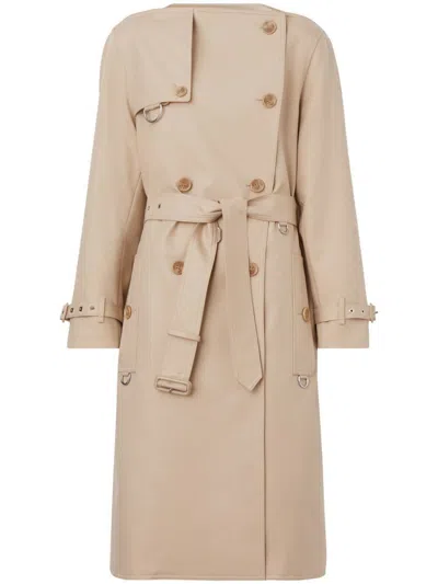 Burberry Beige Cotton Raincoat In Brown