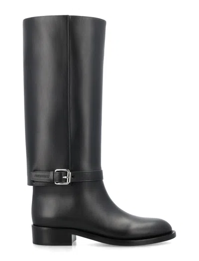Burberry Leather Horse Boots In Black
