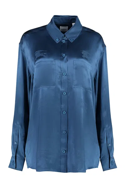 Burberry Blue Silk Shirt For Women