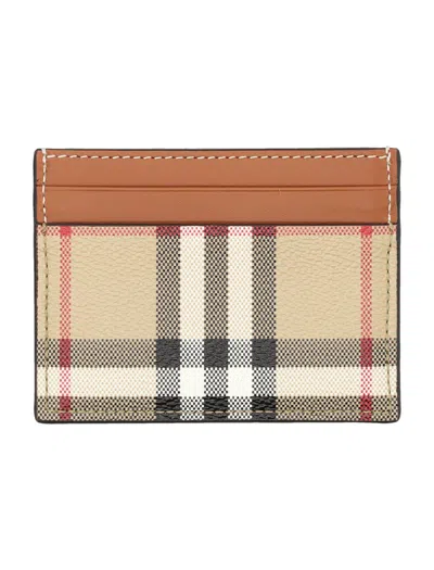 Burberry Archive Beige Check-print Faux-leather Card Holder In Tan