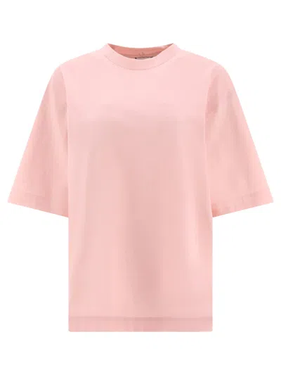 Burberry Equestrian Striped T-shirt For Women In Pink