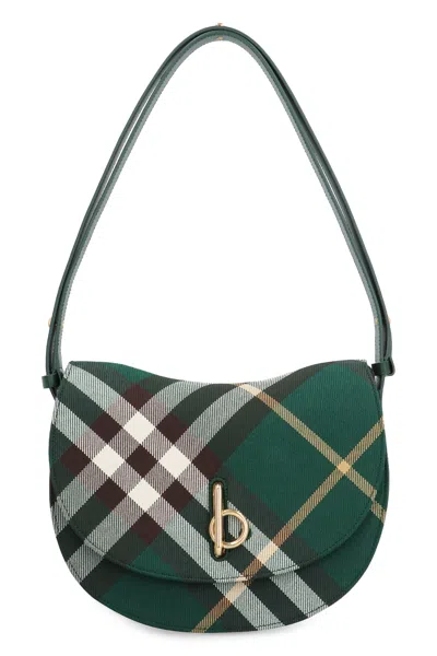 Burberry Green Check Crossbody Handbag In Neutral