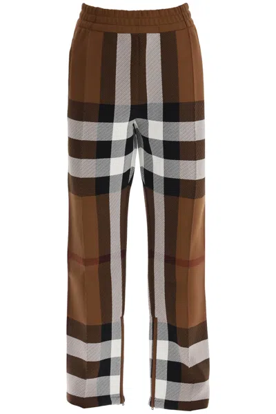 Burberry Men's Brown Check Straight-leg Track Pants For Fw23