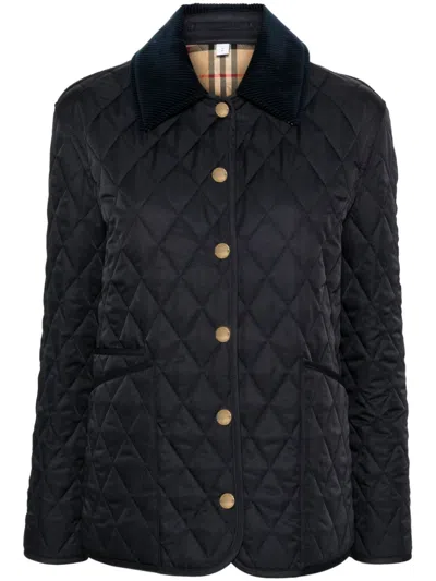 Burberry Midnight Blue Multicolor Reversible Quilted Jacket For Women In Navy