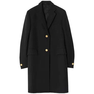 Burberry Button-down Single-breasted Coat In Black
