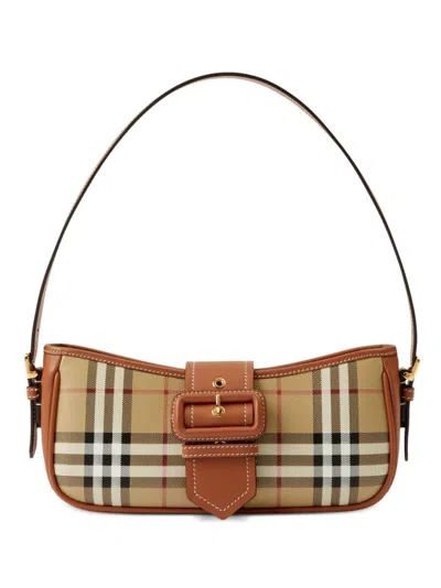 Burberry Sling Vintage Check Shoulder Bag In Brown