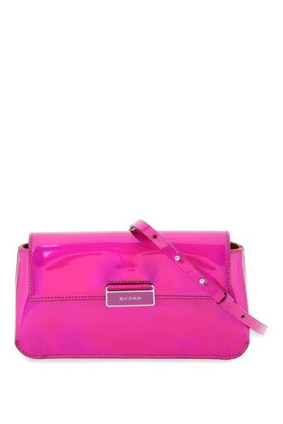 By Far Glamorous Fuchsia Iridescent Clutch With Logo Tag And Magnetic Closure In Pink