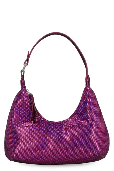By Far Fuchsia Printed Leather Shoulder Handbag For Women In Brown