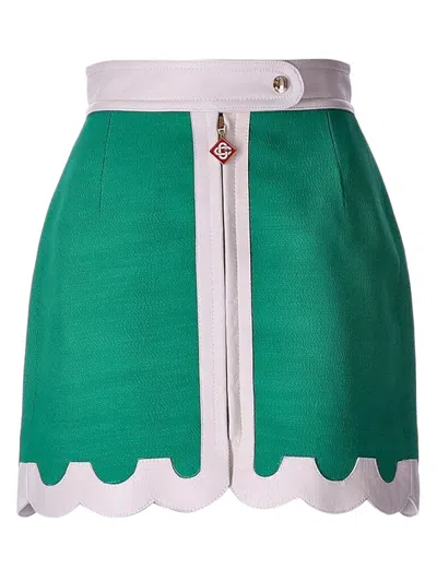Casablanca Beige And Green Ss23 Skirt For Women In Beig/verde