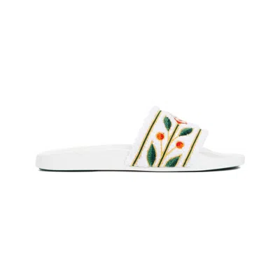 Casablanca Embroidered Terry Sandals For Men In White