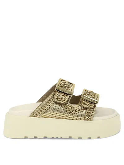 Casadei Sparkle In The Sun With Strappy Gold Slide Sandals For Women