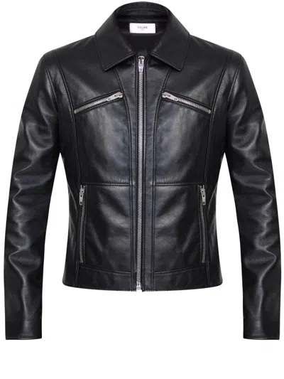 Celine Leather Jacket In Black