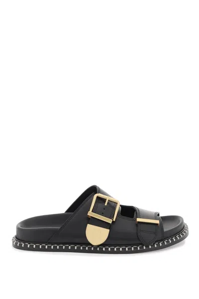 Chloé Rebecca Flat Leather Sandals For Women In Black