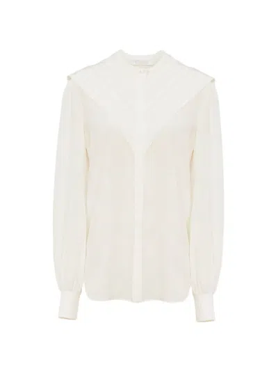 Chloé White Iconic Silk Top For Women In Neutral