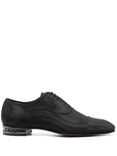 Christian Louboutin Men's Black Spike-detail Leather Oxford Shoes