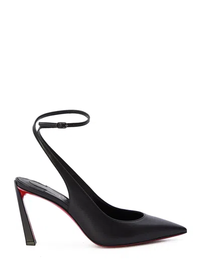 Christian Louboutin Sophisticated Slingback Pumps In Black Leather With Signature Red Sole