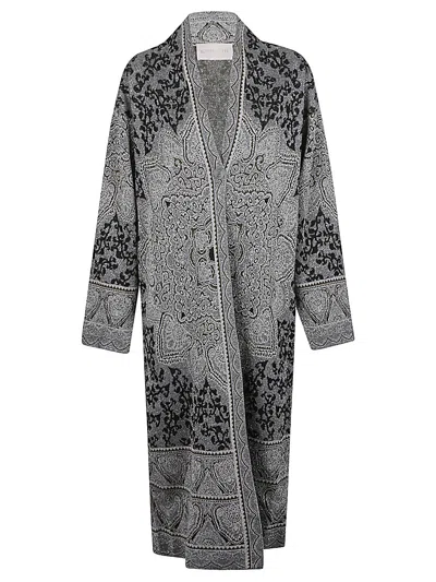 Circus Hotel Embroidered Viscose Cardigan In Grey