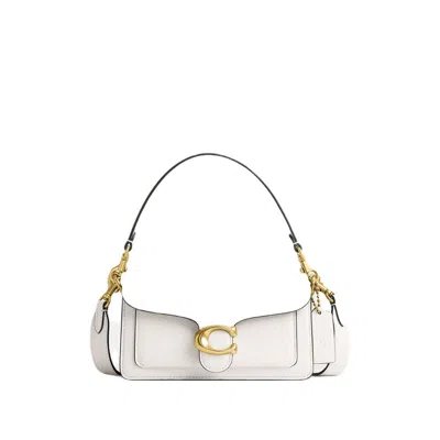 Coach Polished Pebble Leather Tabby Beige In White