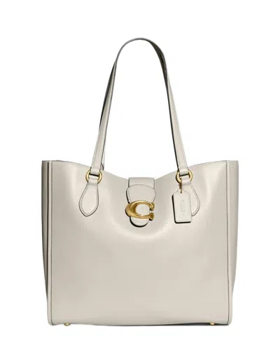 Coach White Leather Tabby Tote Handbag In Brown