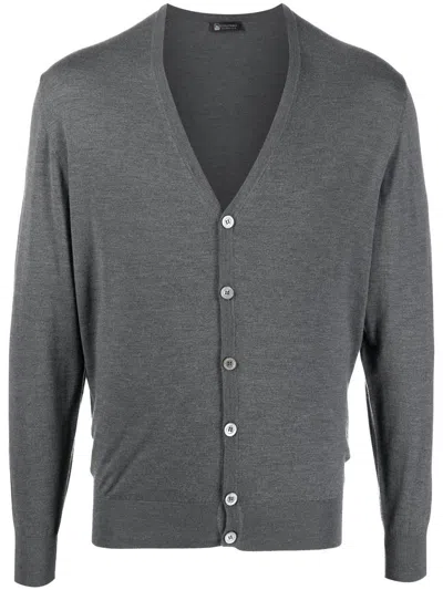 Colombo Button-down Knit Cardigan In Gray
