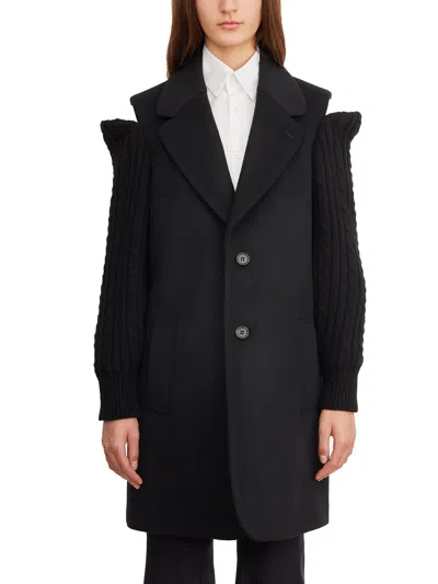Comme Des Garçons Black Wool Jacket With Open Shoulder And Front Pockets