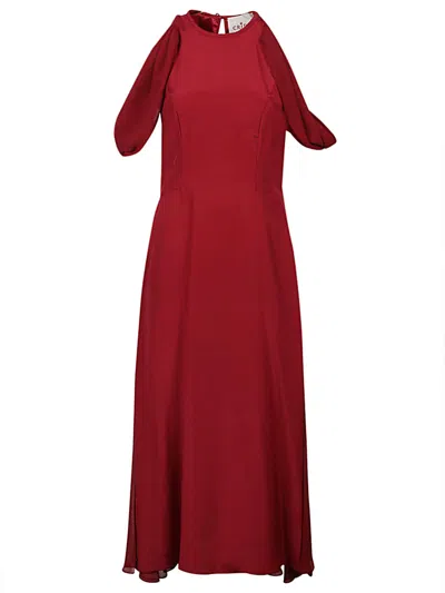 Crida Milano Silk Midi Dress In Red
