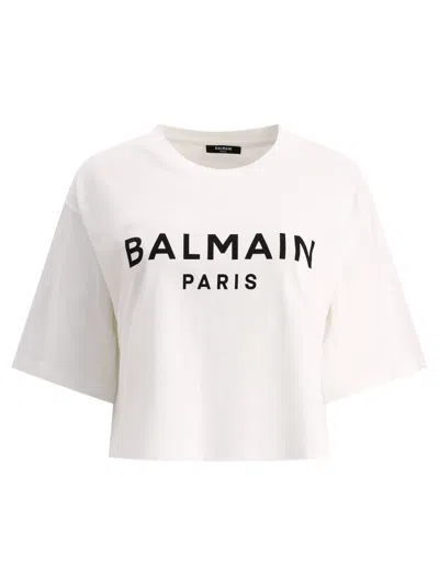Balmain Cropped White Cotton T-shirt For Women From