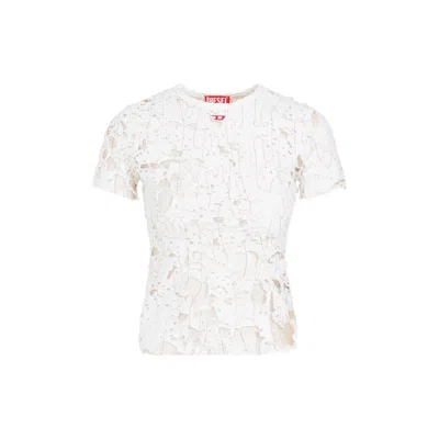 Diesel White Cotton And Nylon T-uncyna T-shirt