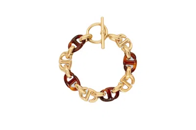 Dior Gold And Brown Tortoiseshell Resin Bracelet For Women