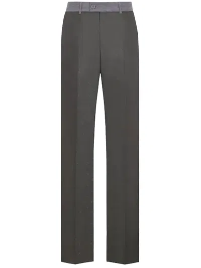 Dior Dark Grey Technical Canvas Pants With Jacquard Cd Motif And Contrast Bands In Gray