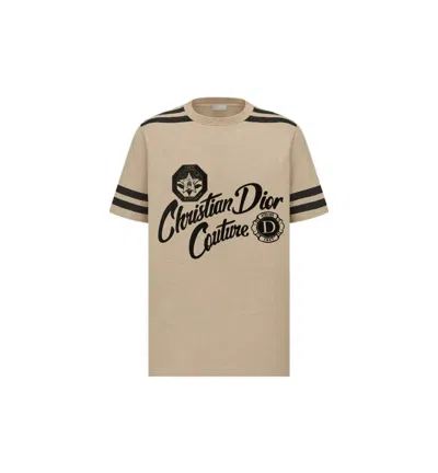 Dior Men's Beige Christian  Couture T-shirt | Organic Cotton | Ss24 In Neutral