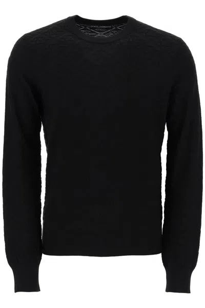 Dolce & Gabbana Dg Jacquard Silk Sweater In Black