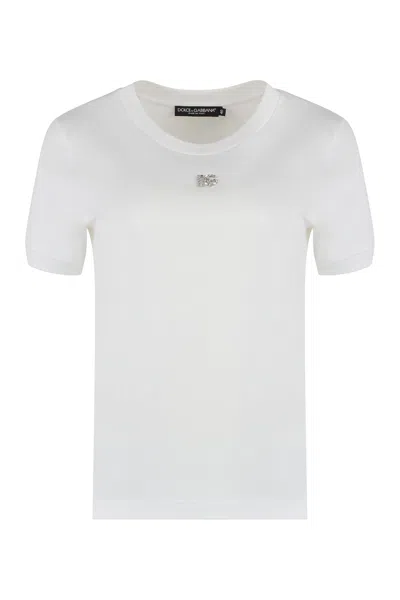 Dolce & Gabbana Essential White Cotton T-shirt For Women | Ss24 Collection