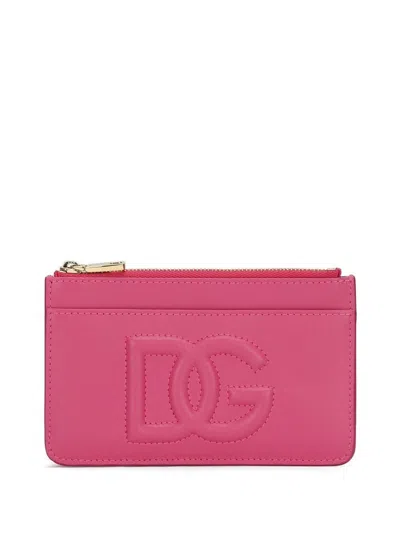 Dolce & Gabbana Dg Logo Card Holder In Pink For Women