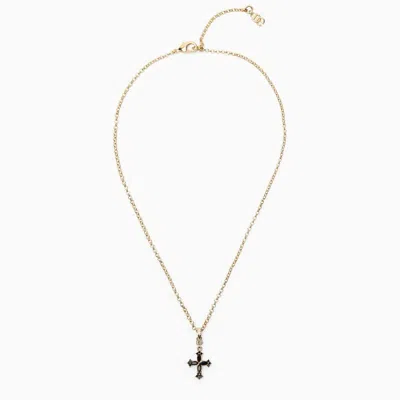 Dolce & Gabbana Elegant Gold Chain Necklace With Cross For Women In Silver