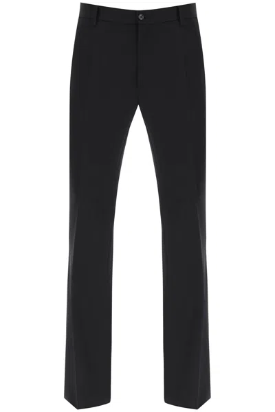Dolce & Gabbana Flared Wool Trousers In Black