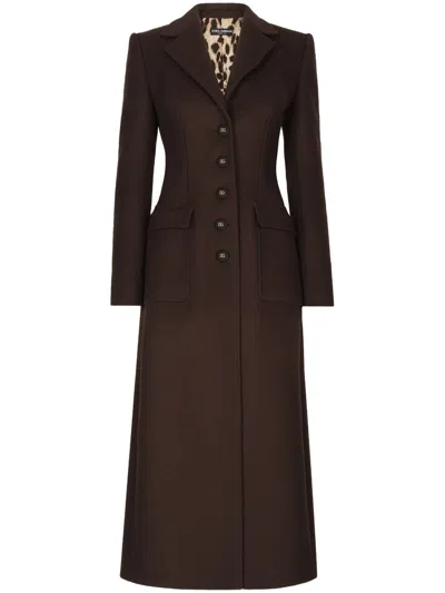 Dolce & Gabbana Luxurious Wool And Cashmere Long Jacket For Women In Brown