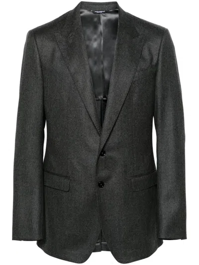Dolce & Gabbana Wool Single-breasted Blazer Jacket In Gray