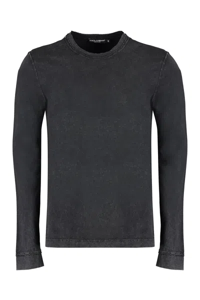 Dolce & Gabbana Men's Long Sleeve Cotton T-shirt In Black
