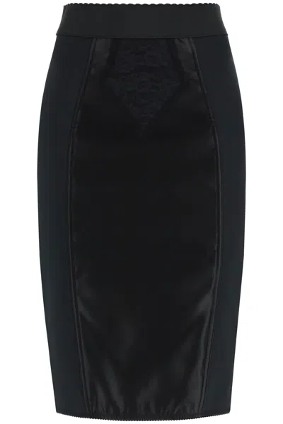 Dolce & Gabbana Mini Satin And Powernet Skirt In Black