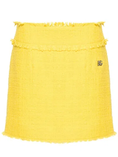 Dolce & Gabbana Yellow Mini Skirt For Women In Giallo