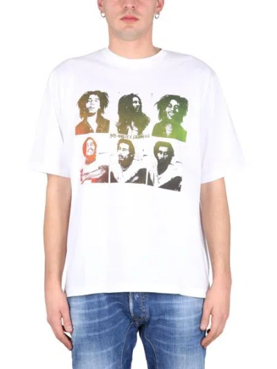 Dsquared2 Bob Marley Postcards Skater T-shirt In White