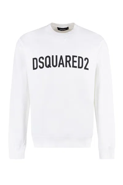 Dsquared2 Cotton Crew-neck Sweatshirt For Men In White