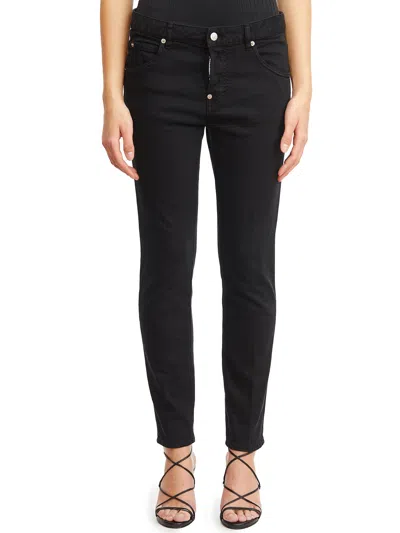 Dsquared2 Cropped Denim Pants For Women In Black